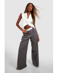 Boohoo - Reverse Waistband Tailored Wide Leg Trousers - Lyst
