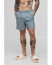 BoohooMAN - Abstract Printed Mid Length Swim Trunks - Lyst