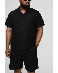 BoohooMAN - Plus Regular Linen Shirt & Short Set - Lyst