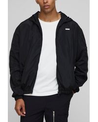 BoohooMAN - Regular Fit Lightweight Nylon Hooded Windbreaker Jacket - Lyst