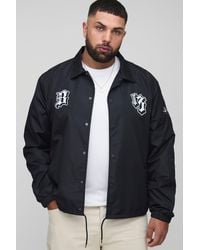 BoohooMAN - Plus Varsity Badge Collared Coach Regular Fit Jacket - Lyst