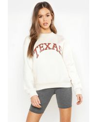 Boohoo Texas Oversized Slogan Sweat - White