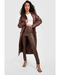 Boohoo - High Waisted Matte Leather Look Skinny Trousers - Lyst