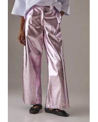 Warehouse - Metallic Wide Leg Trouser - Lyst