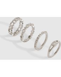 Boohoo - Silver Heart Ring Multipack - Lyst