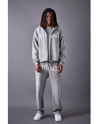 Boohoo - Oversized Zip Through Washed Puff Print Tracksuit - Lyst