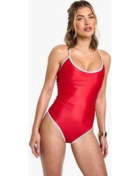 Boohoo - Contrast Binding Strappy Bathing Suit - Lyst