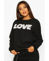 Boohoo Fur 'love' Sweat - Black