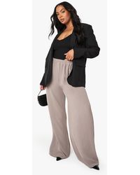 Boohoo - Plus Elasticated Waist Wide Leg Trouser - Lyst
