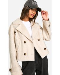 Boohoo - Textured Wool Look Double Breast Jacket - Lyst