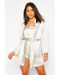 Boohoo Womens Satin Robe - Green - L
