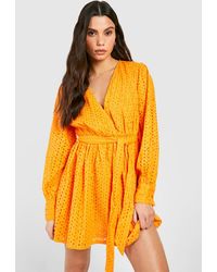 Boohoo - Broderie Belted Mini Dress - Lyst