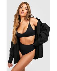 Boohoo - Lace Trim Ribbed Seamless Bralette - Lyst