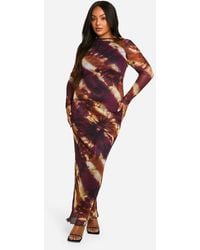 Boohoo - Plus Printed Low Back Column Maxi Dress - Lyst