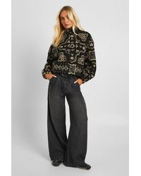 Boohoo - Bandana Teddy Zip Bomber Jacket - Lyst
