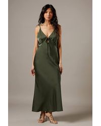 Warehouse - Satin Strappy Tie Front Maxi Slip Dress - Lyst