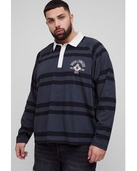 BoohooMAN - Plus besticktes Oversize Raglan Poloshirt - Lyst