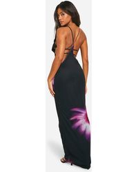 Boohoo Chiffon Flare Sleeve Cut Out Maxi Dress in Red