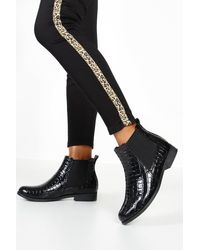 croc patent chelsea boots