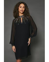 Wallis - Occasion High Neck Embellished Shift Dress - Lyst