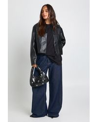 Boohoo - Collared Button Up Pu Jacket - Lyst