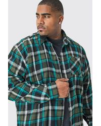 BoohooMAN - Plus Heavy Weight Check Overshirt - Lyst