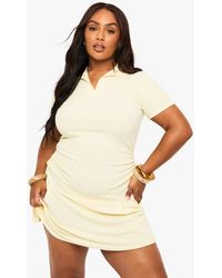 Boohoo - Plus Collar Button Detail Mini T-Shirt Dress - Lyst
