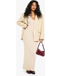 Boohoo - Basic Rib Plunge Hlater Maxi Dress - Lyst