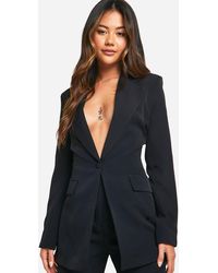 Boohoo - Plunge Front Single Button Fitted Blazer - Lyst