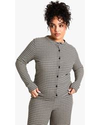 Boohoo - Plus Stripe Long Sleeve Button Down Top - Lyst