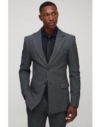 Boohoo - Skinny Fit Prince Of Wales Flannel Blazer - Lyst