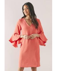 Wallis - Woven Ruffle Sleeve Smock Dress - Lyst