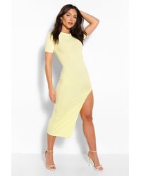 jumbo rib split side midi dress