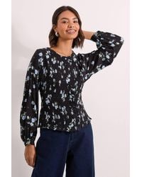 Dorothy Perkins - Floral Shirred Bodice Button Through Top - Lyst