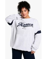 Boohoo - Plus Applique Monaco Oversized Crew Neck Sweatshirt - Lyst