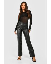 Boohoo - Straight Leg Faux Leather Trouser - Lyst