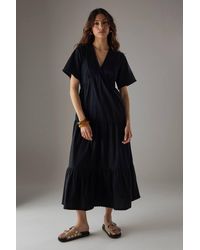 Warehouse - Poplin Whipstitch Trim Midi Smock Dress - Lyst