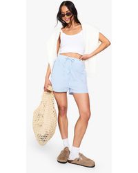 Boohoo - Seersucker Check Drawstring Waist Shorts - Lyst
