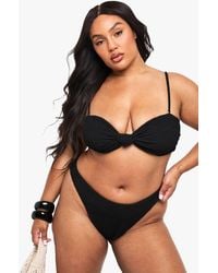 Boohoo - Plus Crinkle Knot Front Bikini Top - Lyst