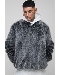 BoohooMAN - Tall Boxy Oversized Fit Faux Fur Collared Jacket - Lyst
