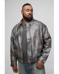 Boohoo - Chaqueta Plus Bomber Recta De Cuero Sintético Con Desteñido Anudado Y Estampado De Serpiente - Lyst