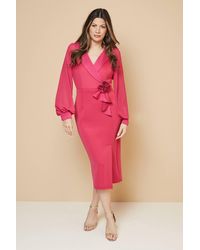 Wallis - Occasion Scuba Corsage Midi Dress - Lyst