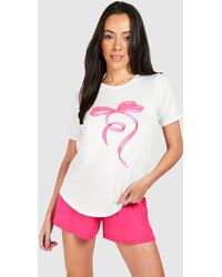 Boohoo - Maternity Bow Print T-shirt And Short Pyjama Set - Lyst
