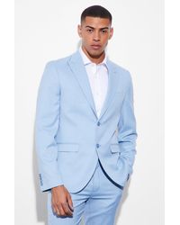 Boohoo - Slim Single Breasted Linen Suit Jacket - Lyst