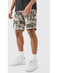 BoohooMAN - Woven Tab Blurred Camo Relaxed Cargo Shorts - Lyst