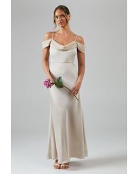 Coast - Cowl Neck Cold Shoulder Satin Bridesmaid Dress - Lyst