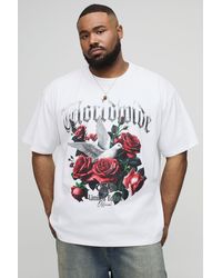 BoohooMAN - Plus Oversize T-Shirt mit floralem Worldwide-Print - Lyst