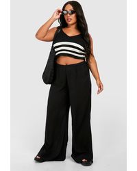 Boohoo - Plus Cheesecloth Wide Leg Trouser - Lyst