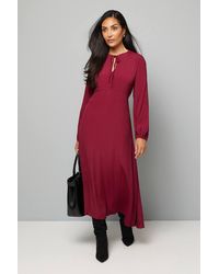 Wallis - Petite Viscose Tie Front Midi Dress - Lyst