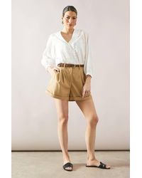 Wallis - Cotton Ruffle Button Through Blouse - Lyst